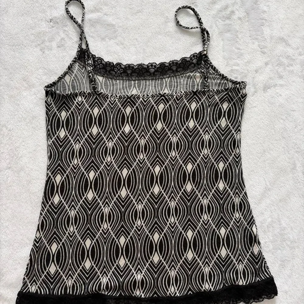 Loft Y2K Pattern Lace Tank Top Women's XS Summer Chic Bella Swan Vintage 2000s